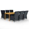 VidaXL Garden Dining Set 7 Pcs, Dark Grey