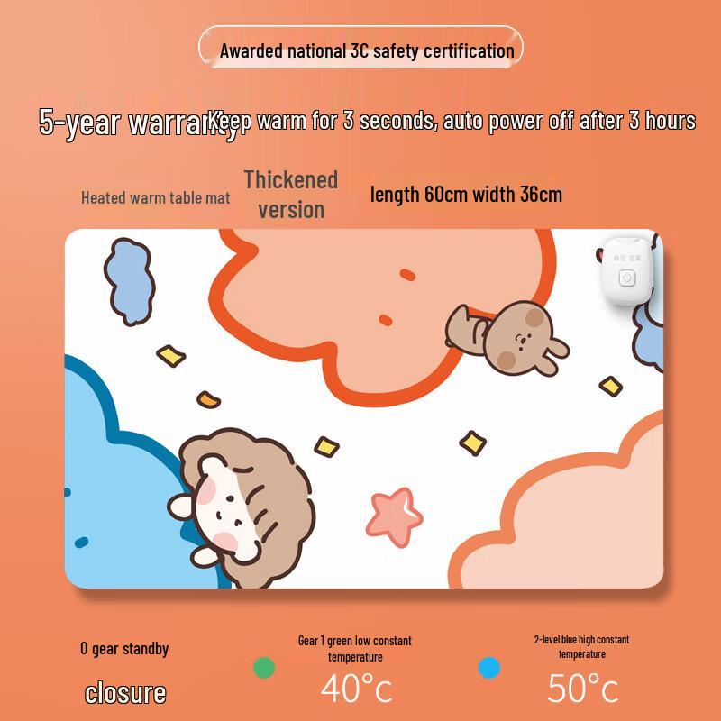 Heated Oversized Desk Pad & Mouse Mat with Timer