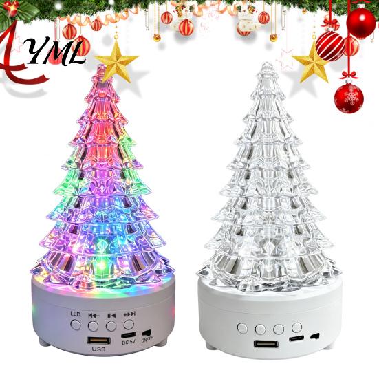 Multifunctional Audio Lamp Crystal-Like Christmas Tree Light, Wireless Music Player LED Table Centerpiece Color Changing Bedside for Bedroom