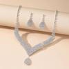 2Pcs Fashionable Rhinestones Necklaces Earrings Jewelry Set Women'S Wedding Accessories Gift