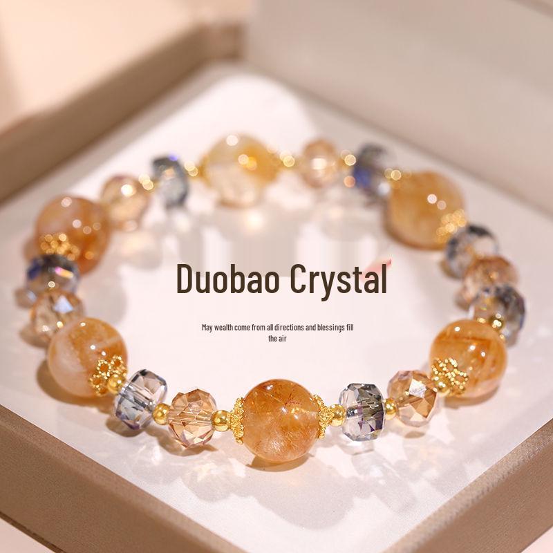 Yellow Tower Beaded Crystal Bracelet for Women - Exquisite Light Luxury Jewelry 2025
