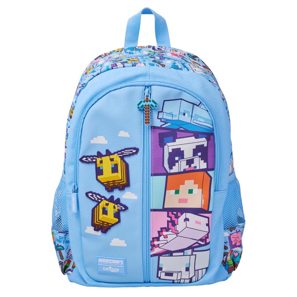 Smiggle Modrý Školní Batoh s Dvojitými Ramenními Popruhy pro 1.-6. třídu - Velký, Dekompresní, Multifunkční Batoh