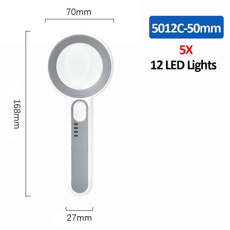 Sank Adjustable Lighted Magnifying Glass - High Magnification, Hardened Lens, Touch Switch, 5 Sizes