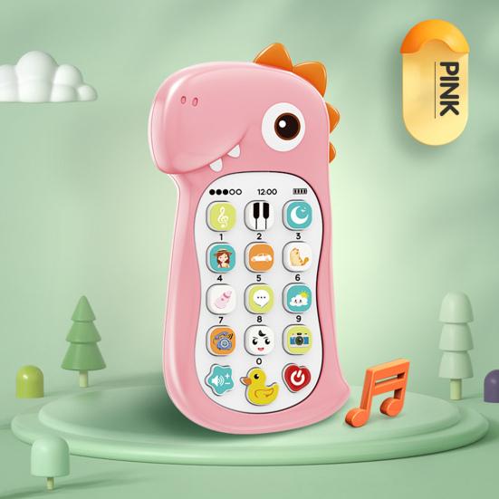 Music Phone Toy Bite-resistant Simulated Thickened Bilingual Volume Adjustment Number Enlightenment ABS Cute Dinosaur Education Phone Birthday Gift