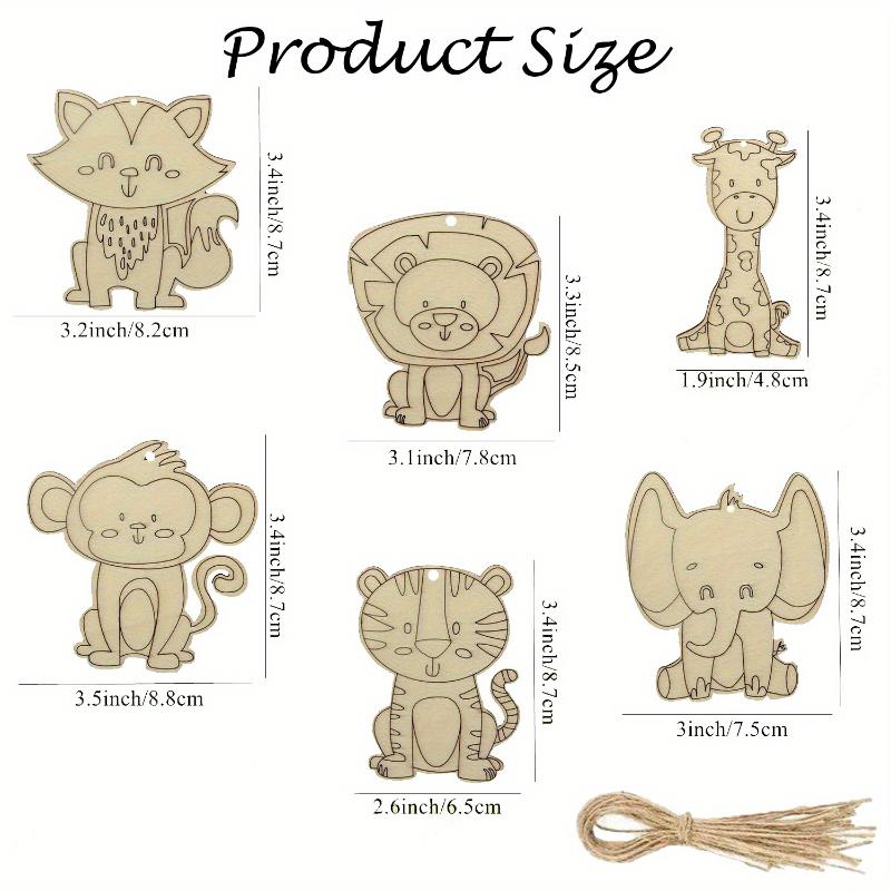 

Ndcrafted Wooden Animal Pendants: Cartoon Monkey, Tiger, Lion - Diy Paintable Decorations For Birthday Parties