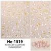 5D Embossed Flower Nail Stickers - Jelly & Lily Ice Designs