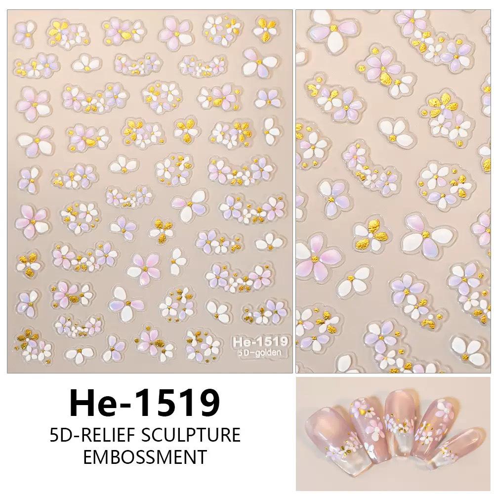 5D Embossed Flower Nail Stickers - Jelly & Lily Ice Designs