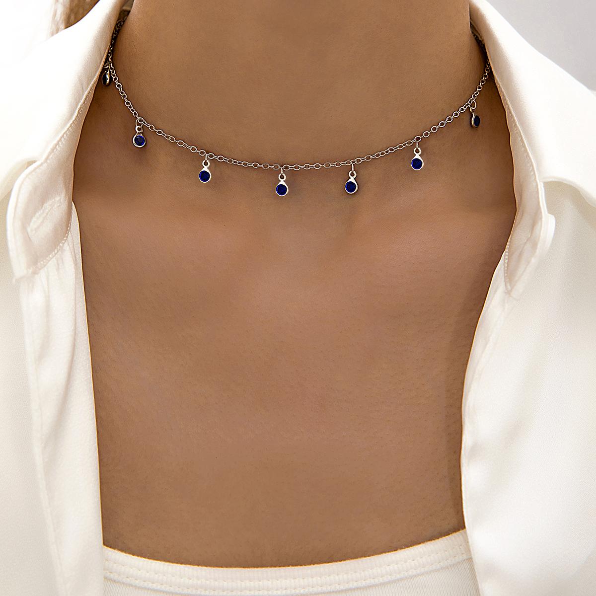 

Новое минималистичное круглое хрустальное ожерелье с подвеской из камня для женщин, ювелирная ниша, роскошное ожерелье-чокер, аксессуар на ключицу