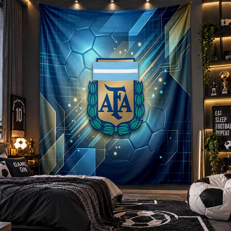 Tapisserie murale Imprimé Football Argentine Tissu pour Salon Chambre Décoration de Maison