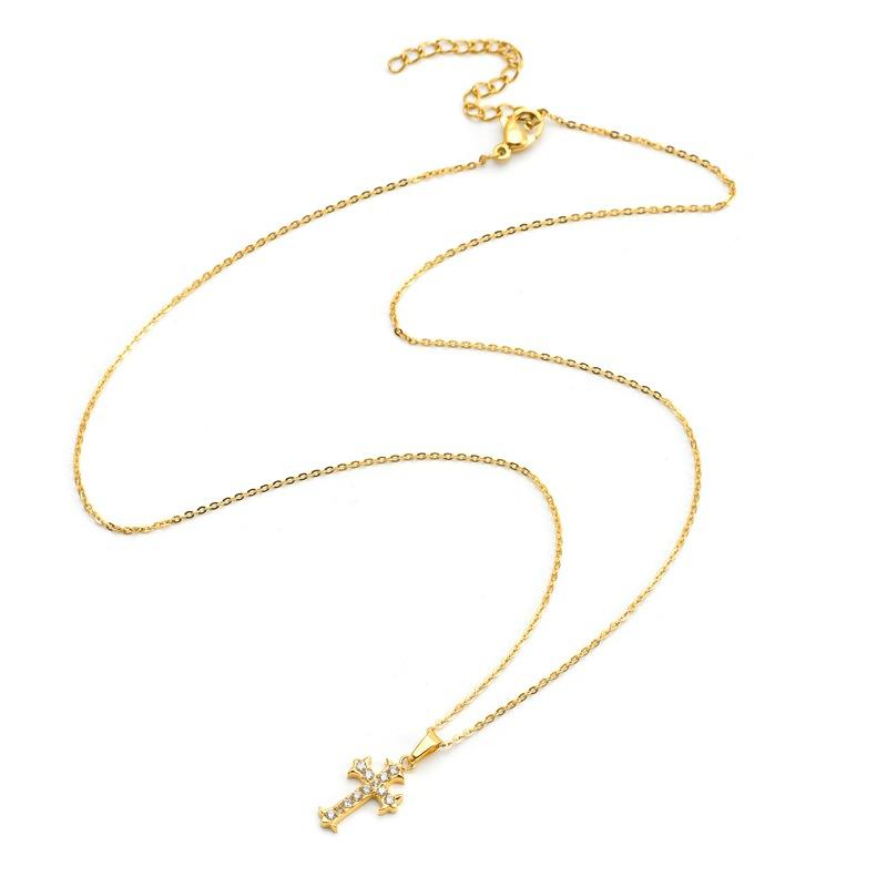 European and American High-end Cross Necklace, Slightly Inlaid Zircon Gold-plated Non-fading Necklace Jewelry 2026