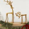 Minimalist Reindeer Statue Artistic Alloy Deer Sculpture Modern Abstract Golden Reindeer Ornament for Christmas Tabletop Mantel Living Room