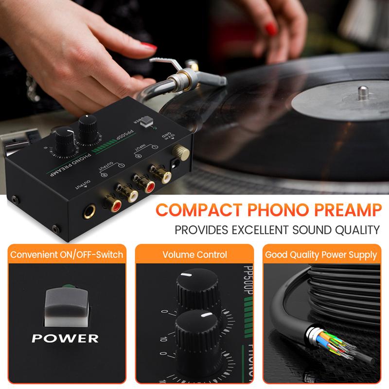B03B-Phono Turntable Preamp, Phonograph Preamplifier With R C A Input, RCA/TRS Output, For Turntable Record Play