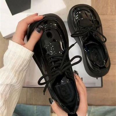High-heel Platform Leather Shoes - New Single Shoes with Thick Soles - Vintage-style Women's Shoes