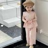 Girls' Summer Sweet Pink Set Baby Lace Sleeveless Top + Wide Leg Pants Cute and Comfortable Two-Piece Set