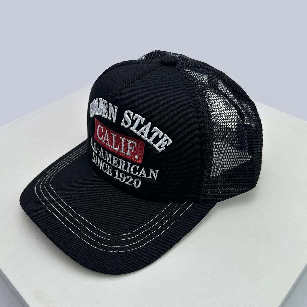 New Unisex American Hip-hop Letter Embroidery Baseball Hats Sunshade Color Block Breathable Street Trucker Caps Versatile Mesh