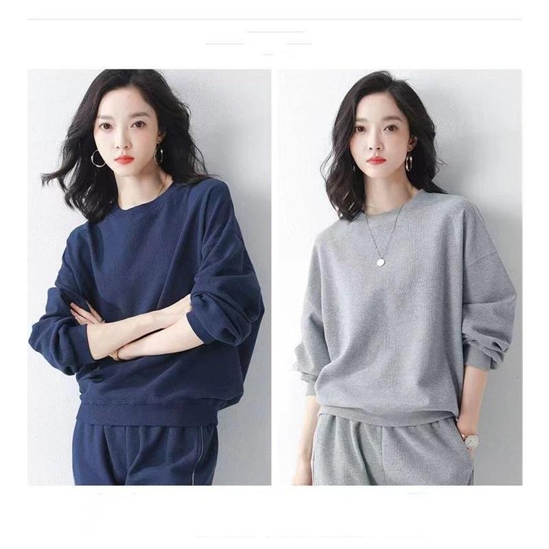 Women's Navy Blue Sweatshirt Set 2 Piece Outfit Loose Casual Pullover  Jogger Pants Tracksuit