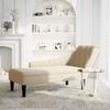 Chaise Longue with Cushion and Right Armrest Cream Fabric