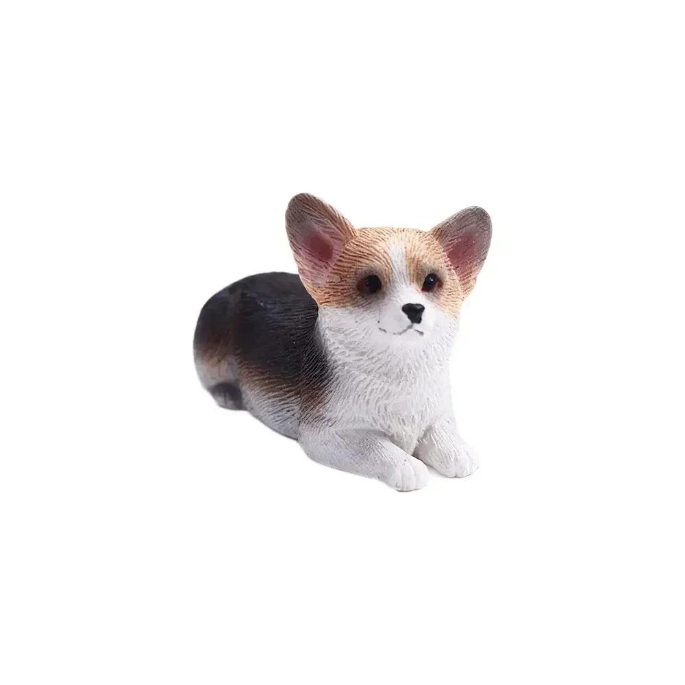 Figurines Mignonnes de Chiens de Simulation Miniatures Mini Animaux Corgi Modèle en Résine Ornement de Voiture pour Décoration de Maison Accessoires Cadeau pour Enfants