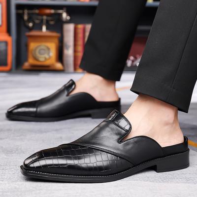 Mocassini di lusso in pelle con tacco aperto 47-48 Taglie forti Zoccoli Scarpe Mezzepunte da Uomo Traspiranti Designer Uomo Slip-on Scarpe Eleganti da Lavoro