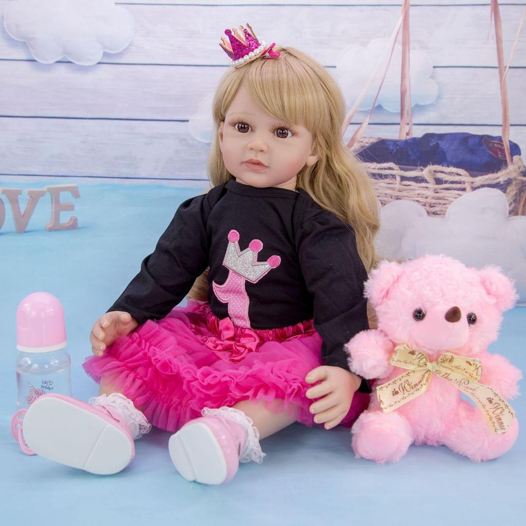 60 cm Silikon Reborn Babydukke Leker 24 Tommer Levende Prinsessedukker Babyer Klutkropp KEIUMI Jente Bursdagsgave Kle opp Leke Bonecas