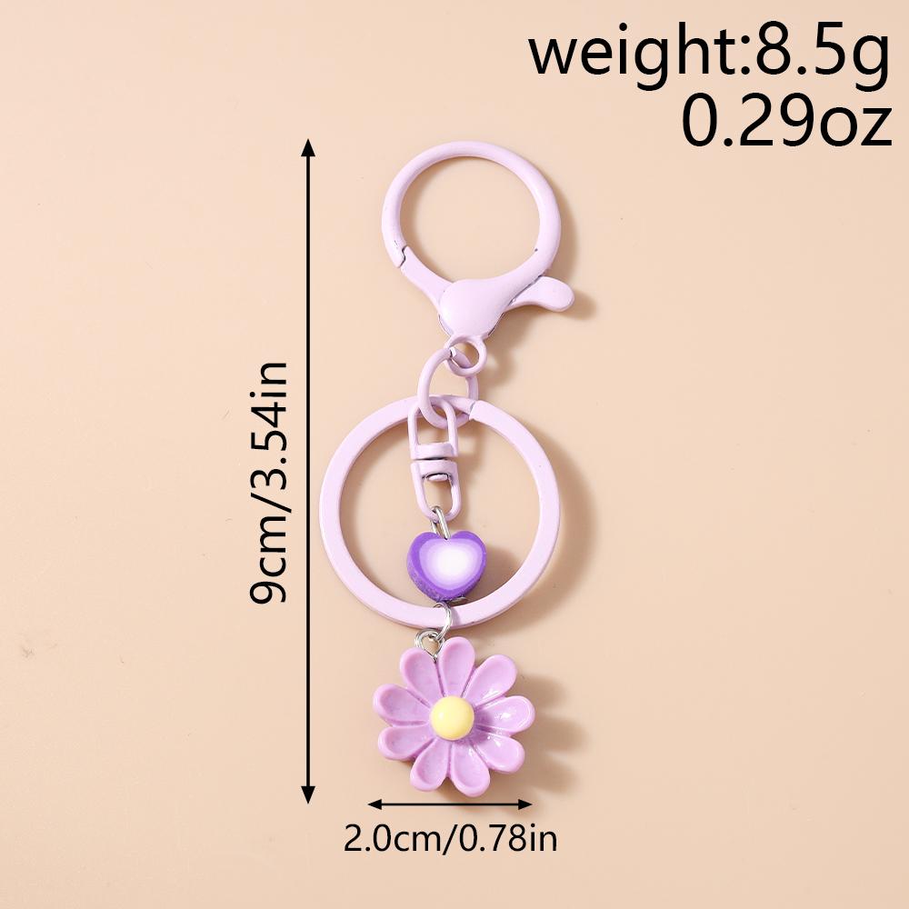 Cute Enamel Flower Keychain Women Girls Key Ring Pendants for Handbag Decor Handmade Key Chain Jewelry Gift