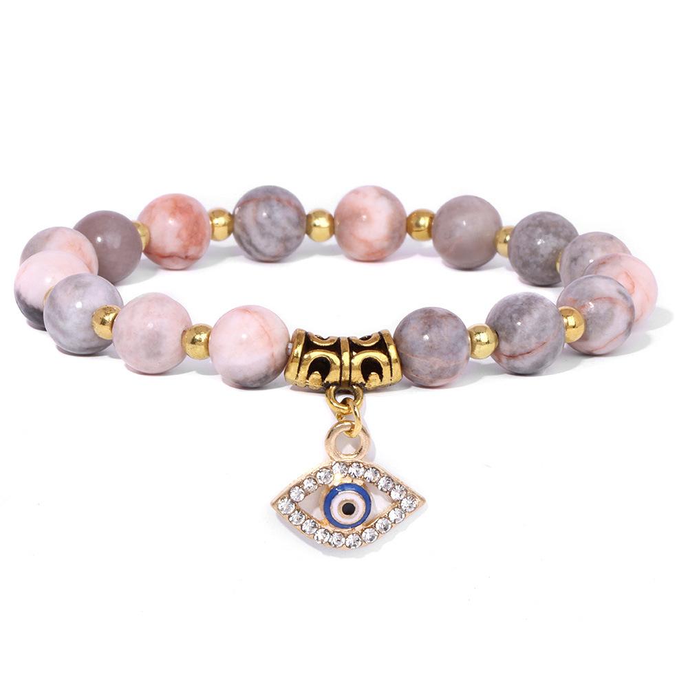 Fashion Evil Eye Natural Stone Beaded Bracelet for Women Men Amulet Protection Jewelry Yoga Spiritual Friendship Gifts