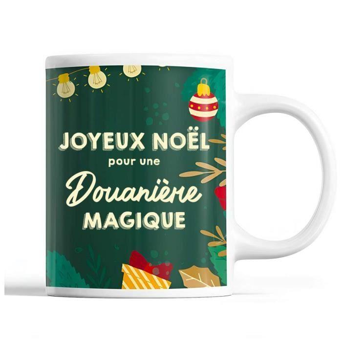 Mug - Noël Douanière femme - Vert - 325 ml - Résistant lave-vaisselle et micro-onde