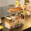 Čirý akrylový make-up vrstvený úložný box Toaletní stolek Kosmetická rtěnka Dokončovací mřížka box Stolní zásuvka úložný prostor
