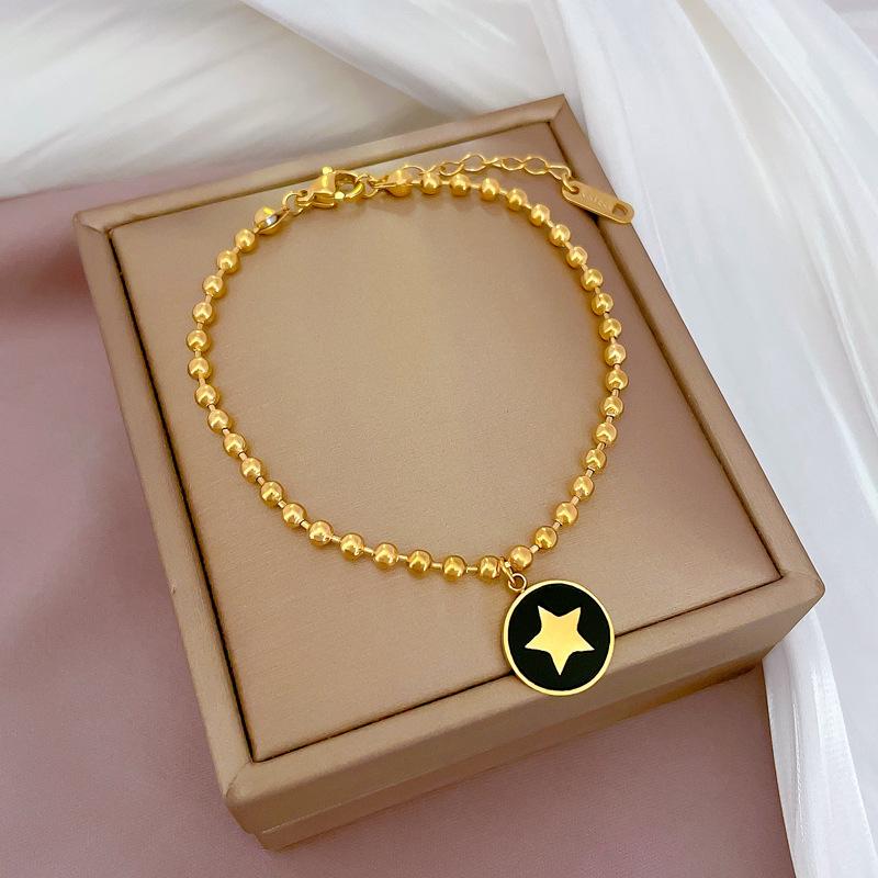 Dongmen Personalized Disc Pentagram Fritillary Round Bead Bracelet Female Retro Girlfriend