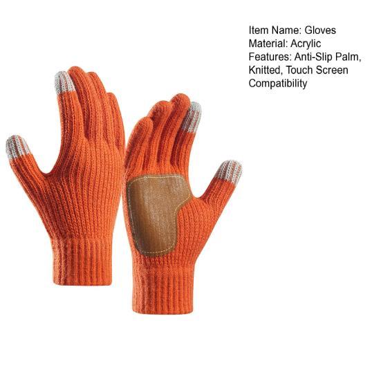 Winter Touchscreen Gloves Men Women Warm Knitted Gloves with Anti-Slip Palm Thickened Thermal Gloves for Outdoor Cycling Daily Outings