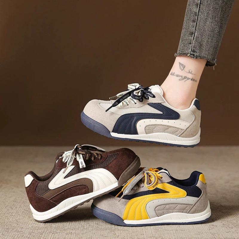 Retro contrasting color splicing thick bottom women's new mesh breathable fashion versatile casual