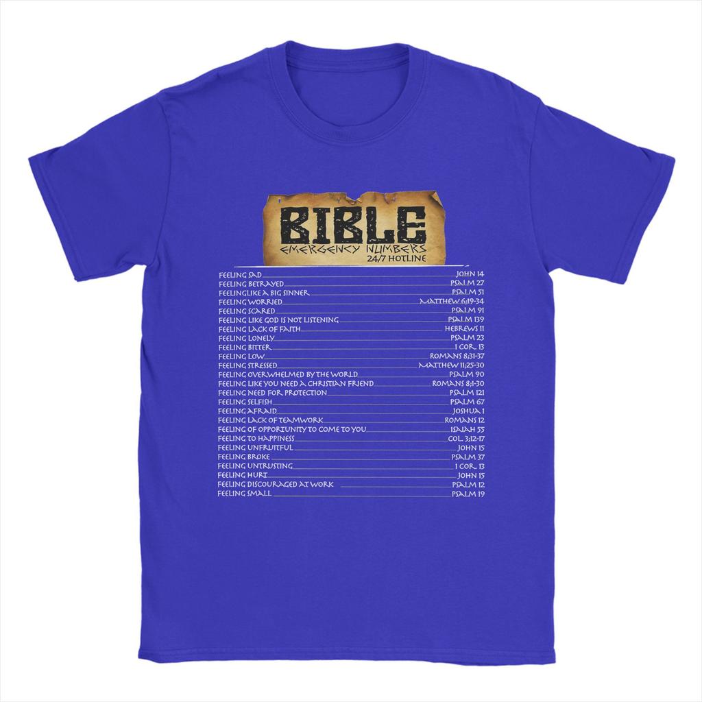 Bible Emergency Hotline Numbers Cool Christian T-Shirts for Men Crew Neck 100 Cotton Jesus God Faith Short Sleeve Tee Shirt Tops