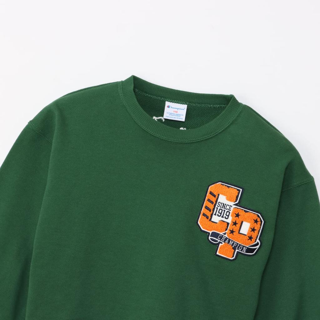 Sweatshirt Kids Long Sleeve Round Neck Cotton Loose Fit Graphic Logo Print Crew Neck Sweatshirt Boys Casual Dark Green [Champion] 100% CK-Y007
