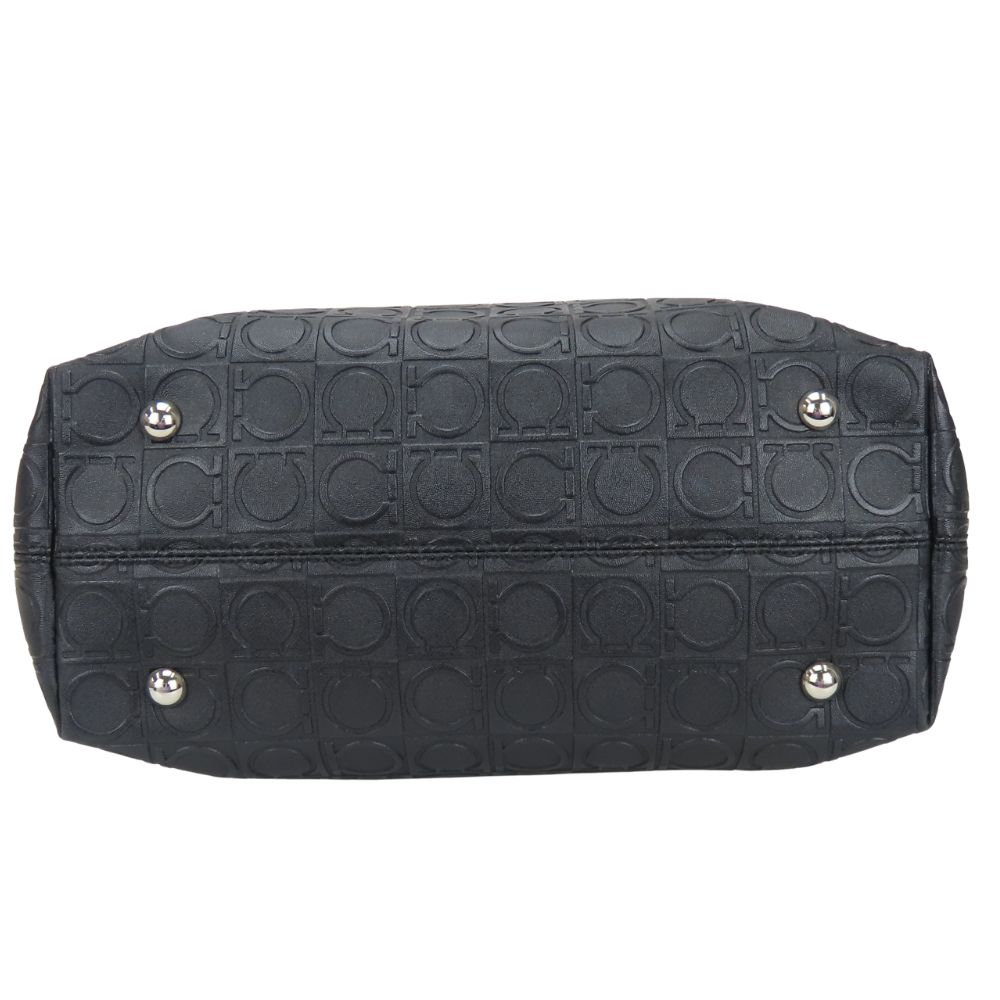 Used Salvatore Ferragamo Tote Bag Gancini AU-21/4909 PVC/leather black Embossing