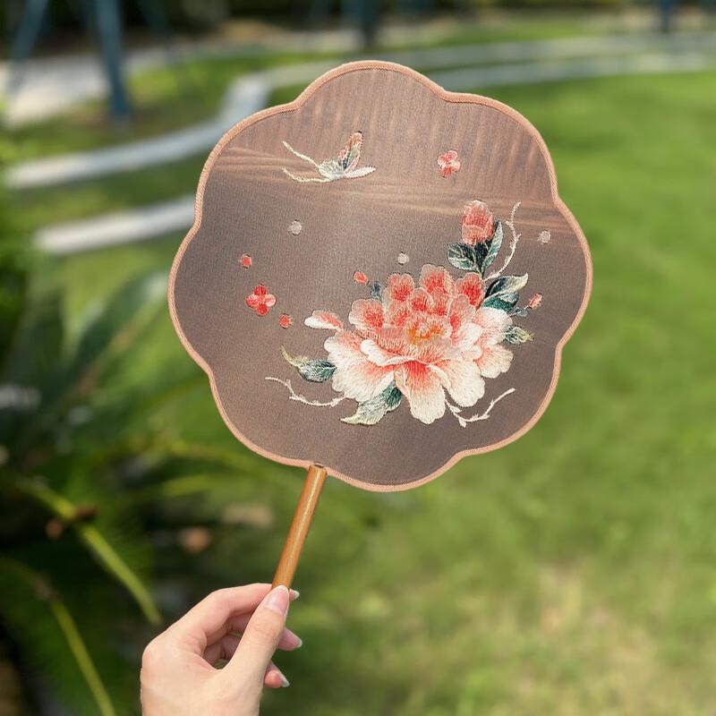 Traditional Chinese Style Double-Sided Su Embroidery Fan Ancient Round Fan Birthday Gift Han Ethnic Dance Photography Fan