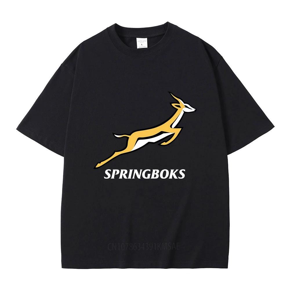 ציוד מעריצים של נבחרת הרוגבי Springbok מרצ'נדייז חולצת טי מותג אופנה גברים נשים חולצת טי מכותנה טהורה אופנת גברים חולצות טי אוברסייז קז'ואל