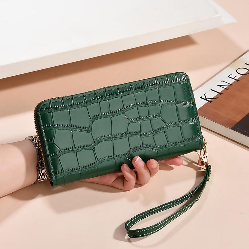 New Crocodile Print Womens Clutch Bag Fashion Versatile Multi Card Holder Zipper Large Capacity Wallet