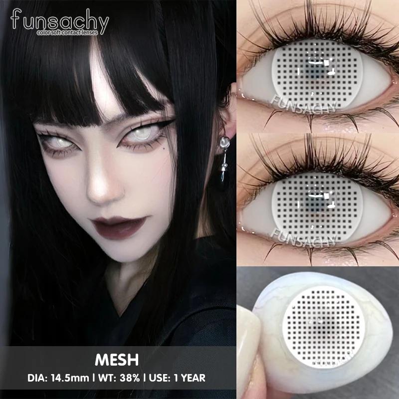 FUNSACHY 1 Pair Fashion Colored Contact Lenses for Cosplay Green Pink Anime Cosplay Lens Beauty Halloween Makeup Eye Soft Lens