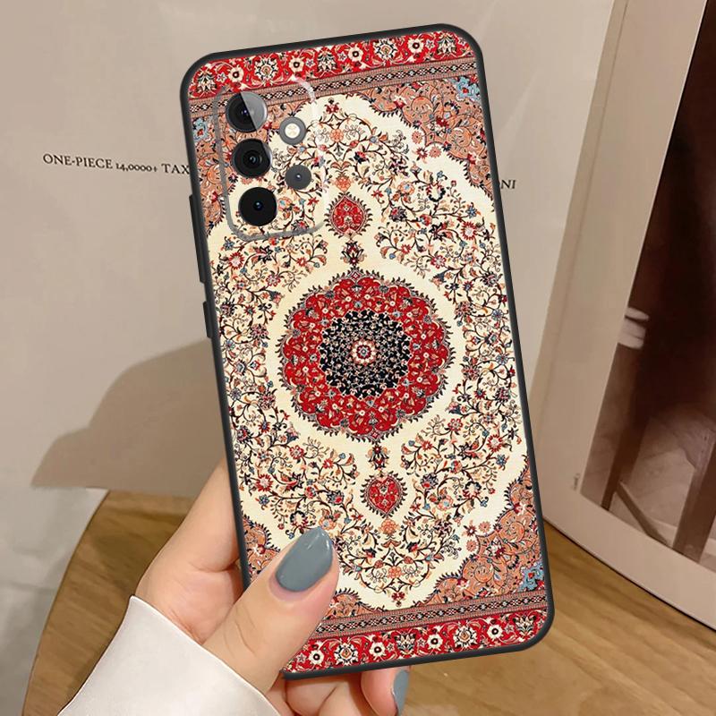 Persian Carpet Floral Pattern Case For Samsung Galaxy A55 A35 A15 A54 A34 A14 A33 A53 A13 A23 A17 A06 A16 A56 A36 A32 A52