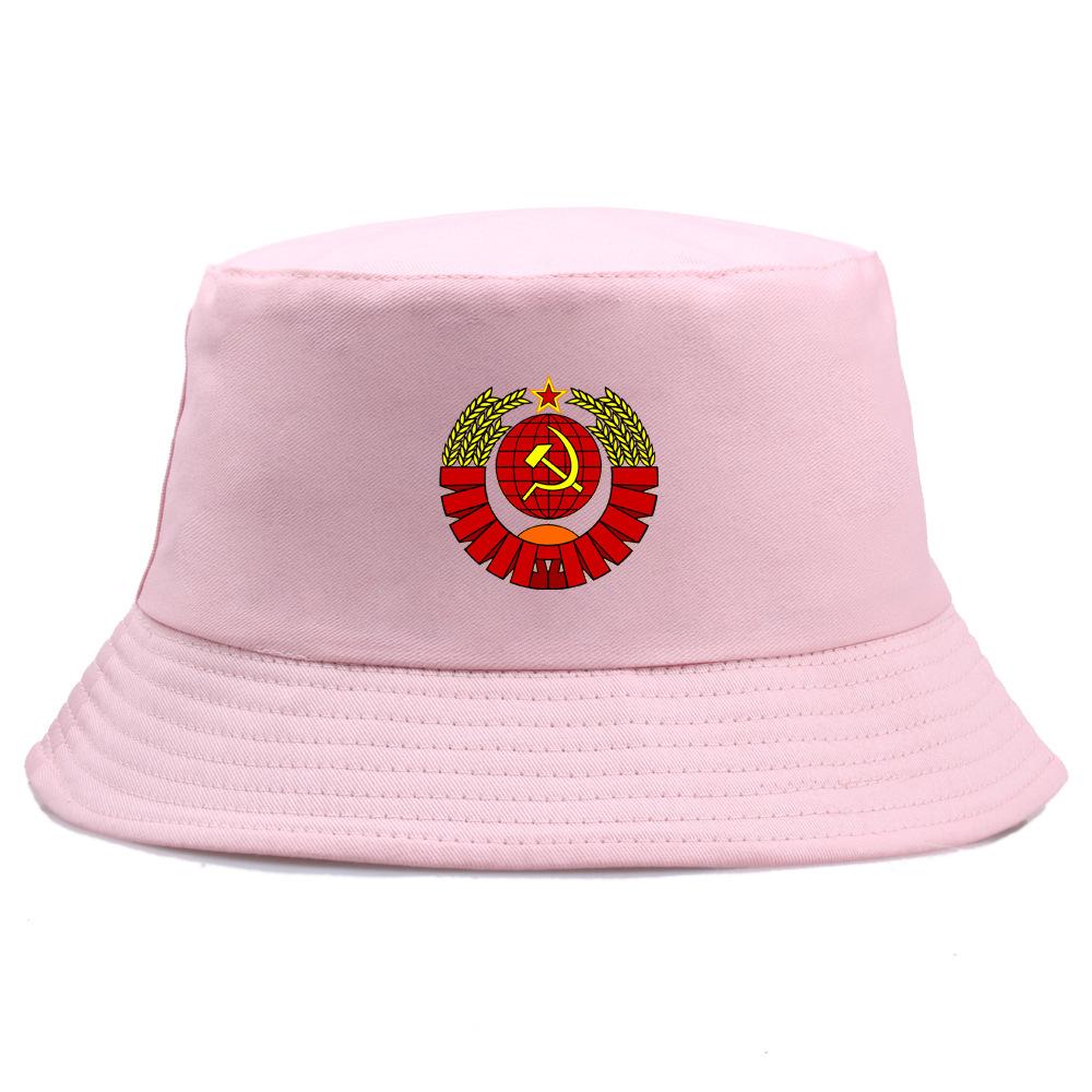 Soviet Emblem Bucket Hat Russia USSR Flag Cap CCCP Print Panama Caps Men women USSR Soviet Union Sun Visor Foldable Hats
