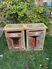 Wood Painted Bedside Storage Cabinet Desk Dressers Furniture | Indian Art Handicraft Nightstand Desk Drawer Sideboard, Painted Self Cupboard