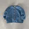 Jaqueta Jeans Corta-vento de Gola Redonda Infantil para Primavera e Outono Jaqueta Casual com Botões para Crianças Pequenas e Médias