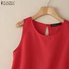ZANZEA Women Casual Round Neck Summer Sleeveless Tank Tops