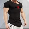 Muscleguys Mens Casual Irregular Sport Clothing Summer Cotton V-neck Short Sleeve Workout Shirts Gym Bodybuilding Fitness Slim Fit T-shirts