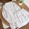 100% Cotton Gauze Pajamas Set Women Thin Breathable Long Sleeve Pants Loungewear