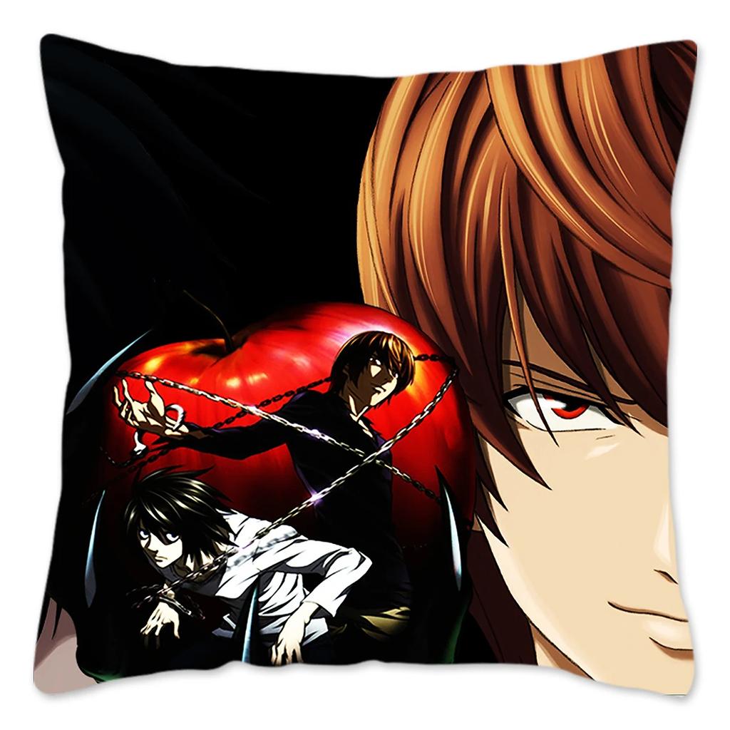 Anime DEATH NOTE Kissenbezug Heimdekoration Polyester Kissenbezug für Sofa Dekokissenbezug Resuable Funda Cojines 45x45