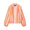 Women's Striped Bomber Jacket, Loose Fit Long Sleeve Stand Collar Pilot Jacket