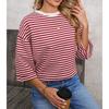 New Women's Round Neck Striped Back Tie Bow Pullover Knitted Top