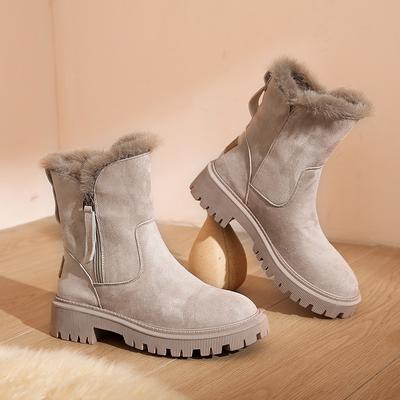NEW Snow Boots Women Winter Warm Fashion Designer Platform Boots Non-slip Short Plush Flats Suede Shoes Mujer
