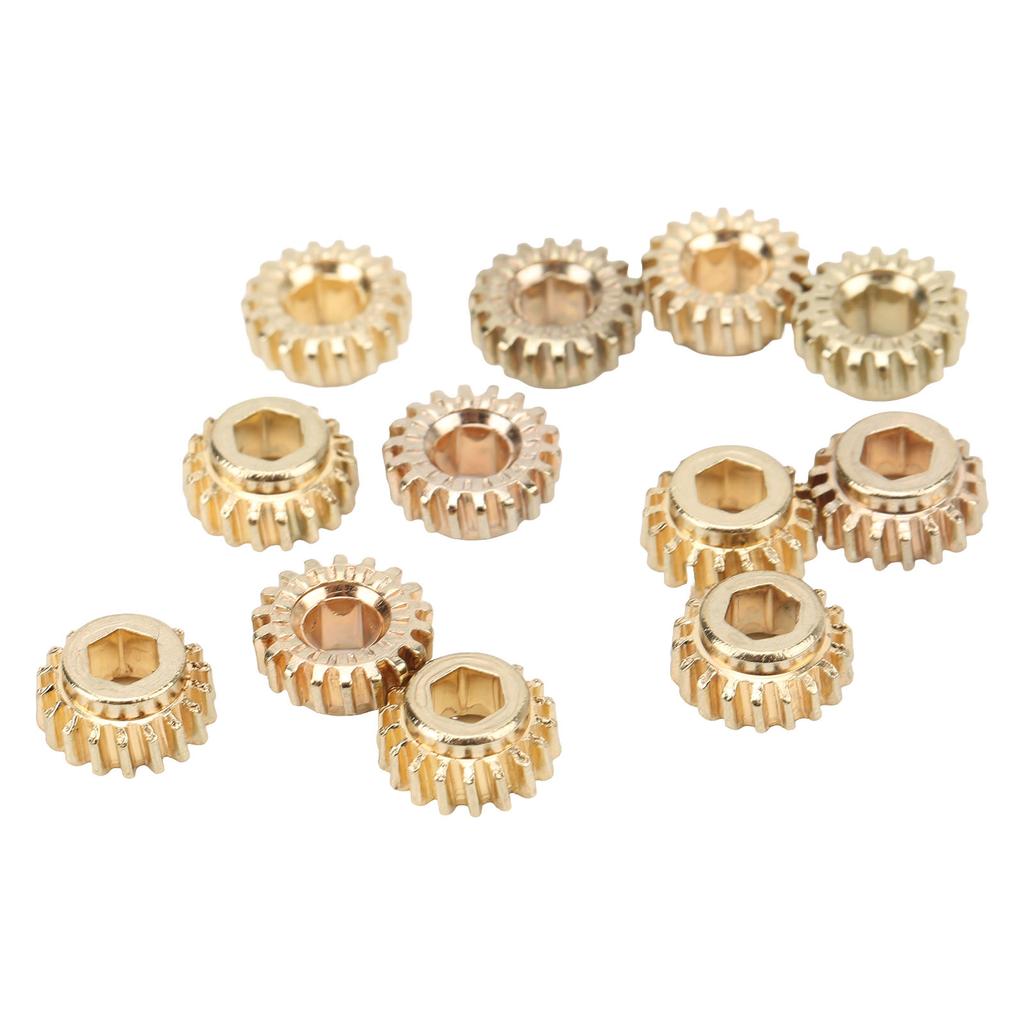 12 Pcs Tuning Peg Gear 12mm Diameter 1:18 Ratio Hex Hole Metal Guitar Machine Heads Mount Gear Gold